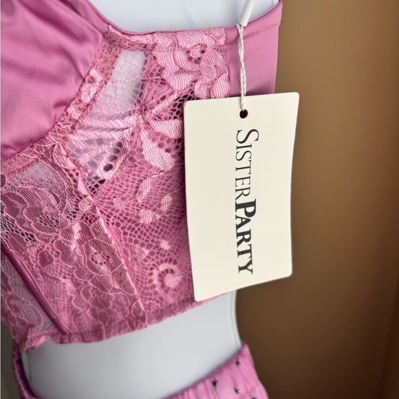 NWT Pink Lace Corset Top | SisterParty | Size: XXS - Picture 3 of 11